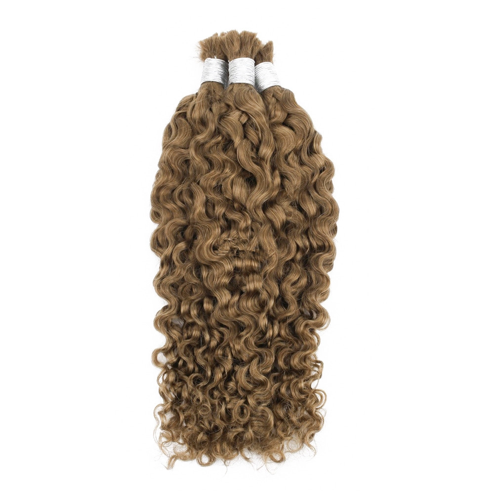 20inch Color #6 Hair Bulk Curly Hair Pre Colored Bulk Hair